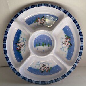 Cute Snowman-Themed 5-Compartment Chip and Dip/Party Platter
